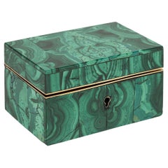 Antique 19th Century Victorian Malachite & Brass Box c.1890