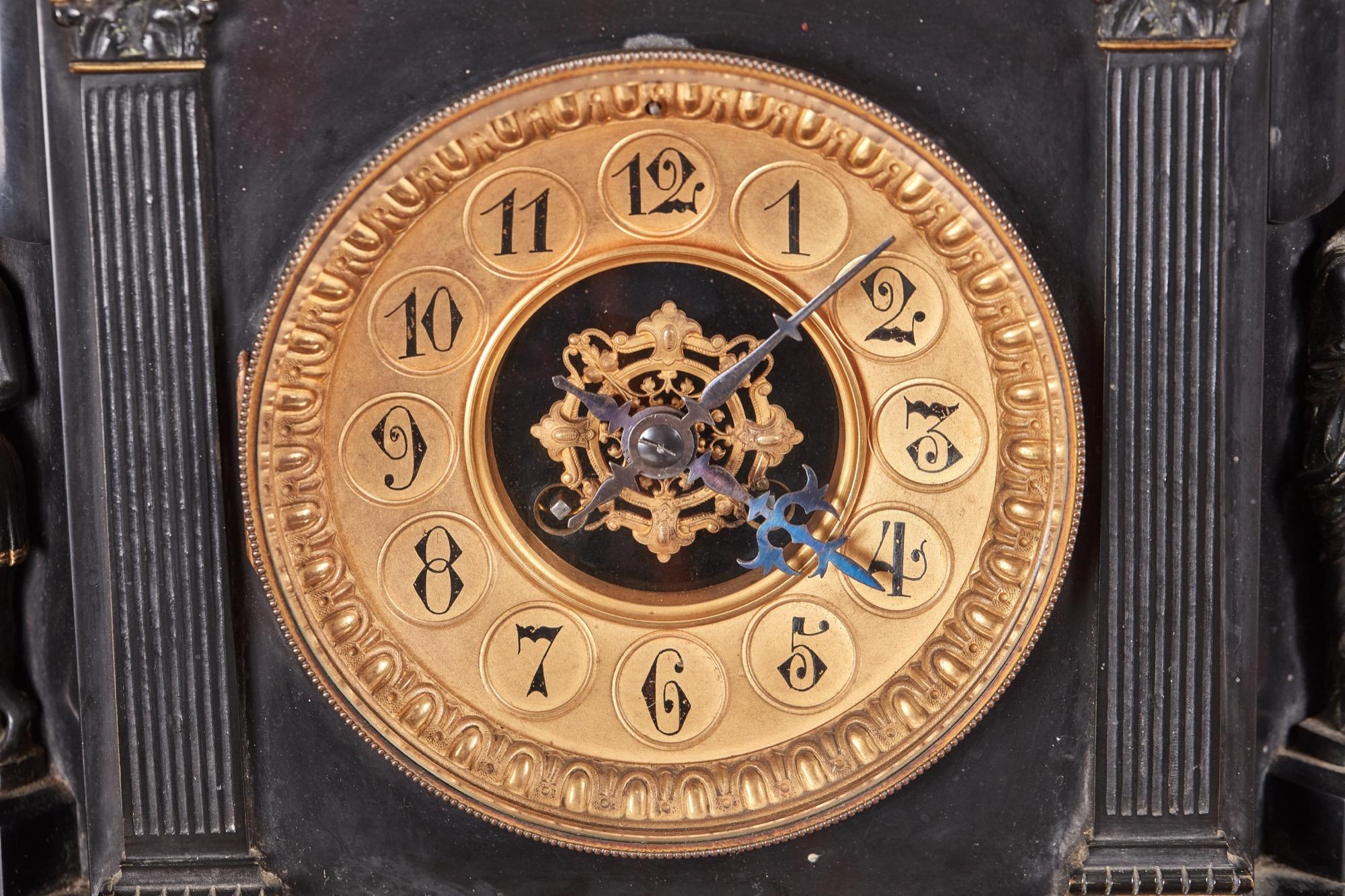 Antique 19th Century Victorian Marble Architectural Mantle Clock by Japy Freres 4