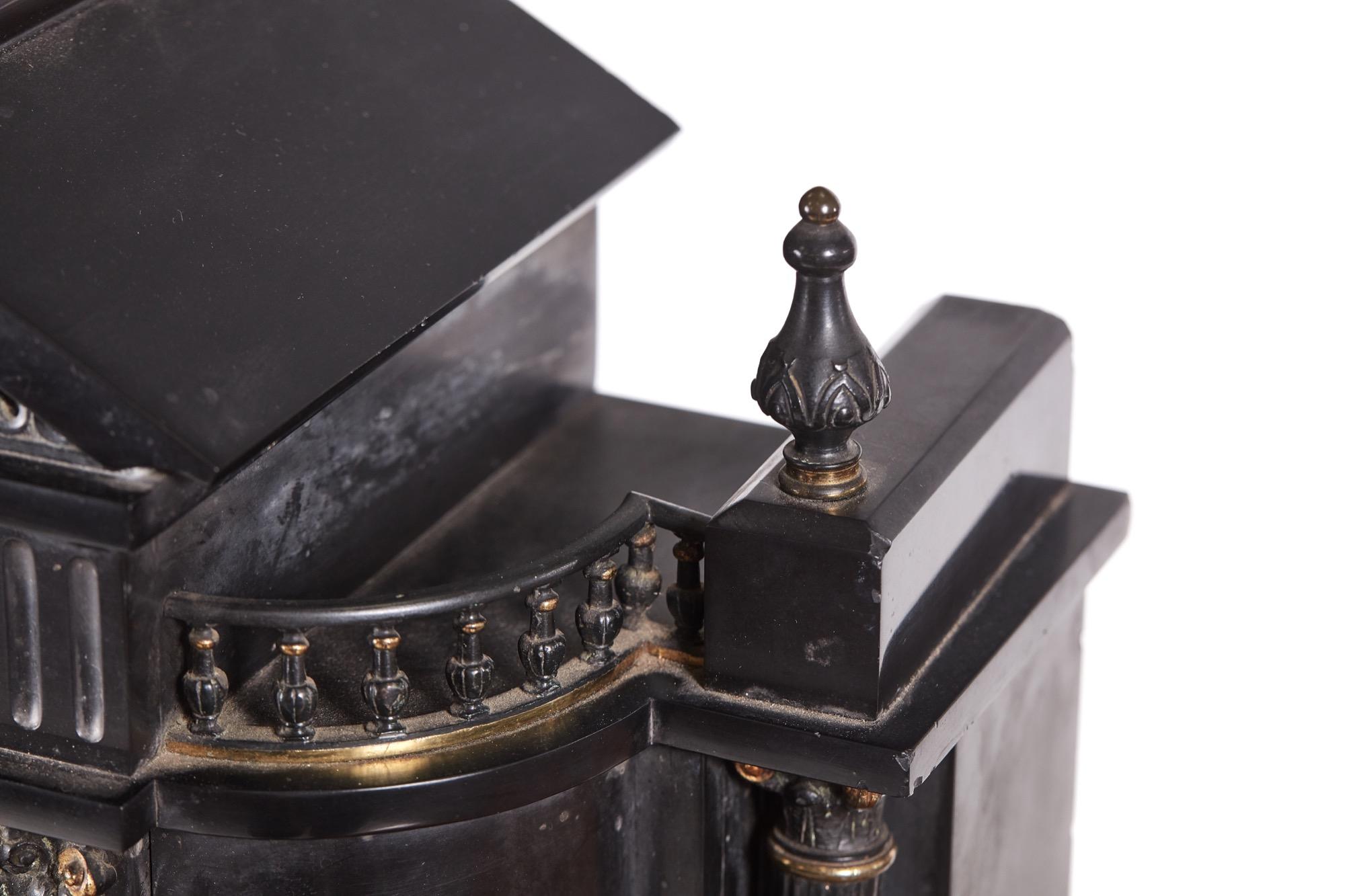 Antique 19th Century Victorian Marble Architectural Mantle Clock by Japy Freres In Good Condition In Suffolk, GB