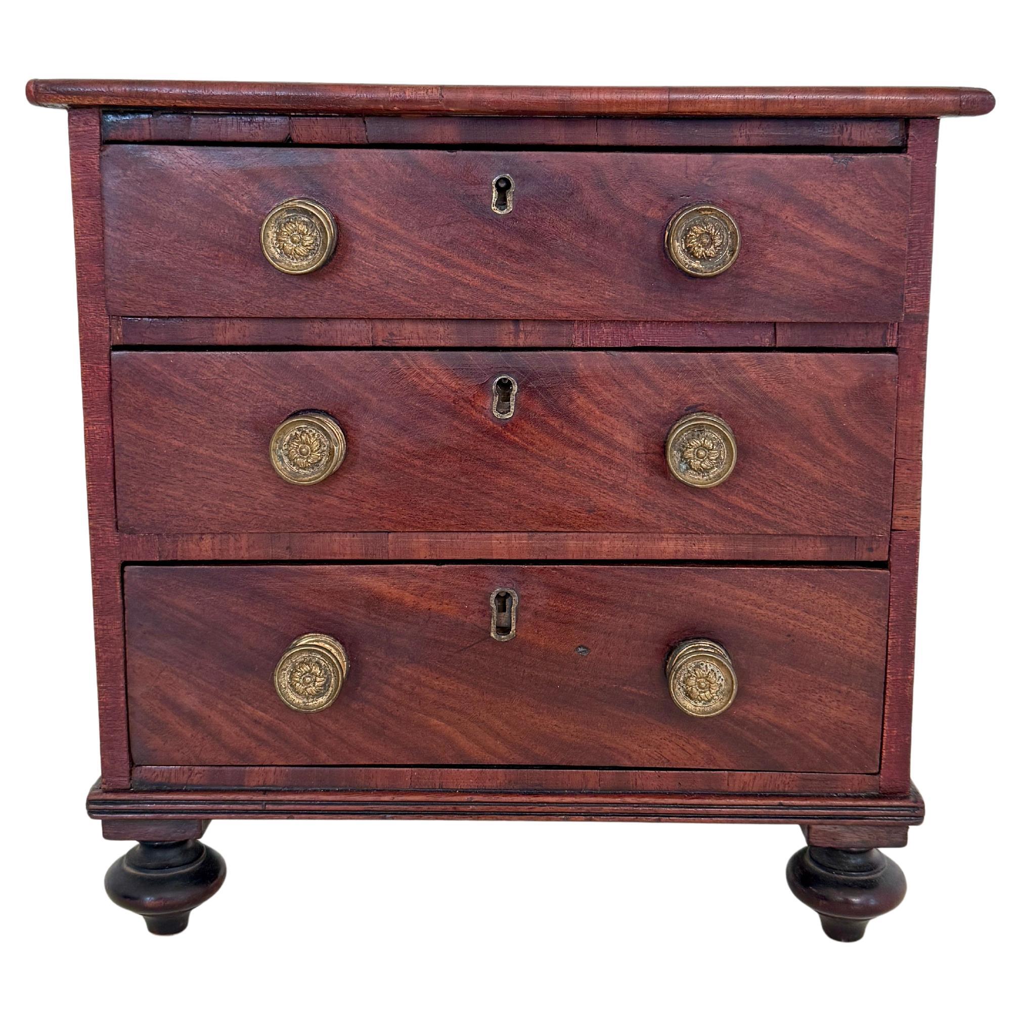 Antique 19th Century Victorian Miniature Chest of Drawers  Collectible Cabinet For Sale