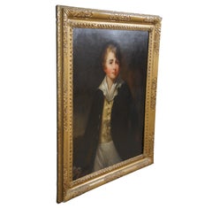 Antique 19th Century Victorian Oil Painting Young Boy Portrait Canvas Framed