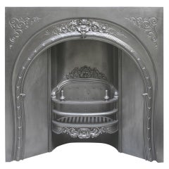 Antique 19th Century Victorian Ornate Cast Iron Arched Fireplace Grate