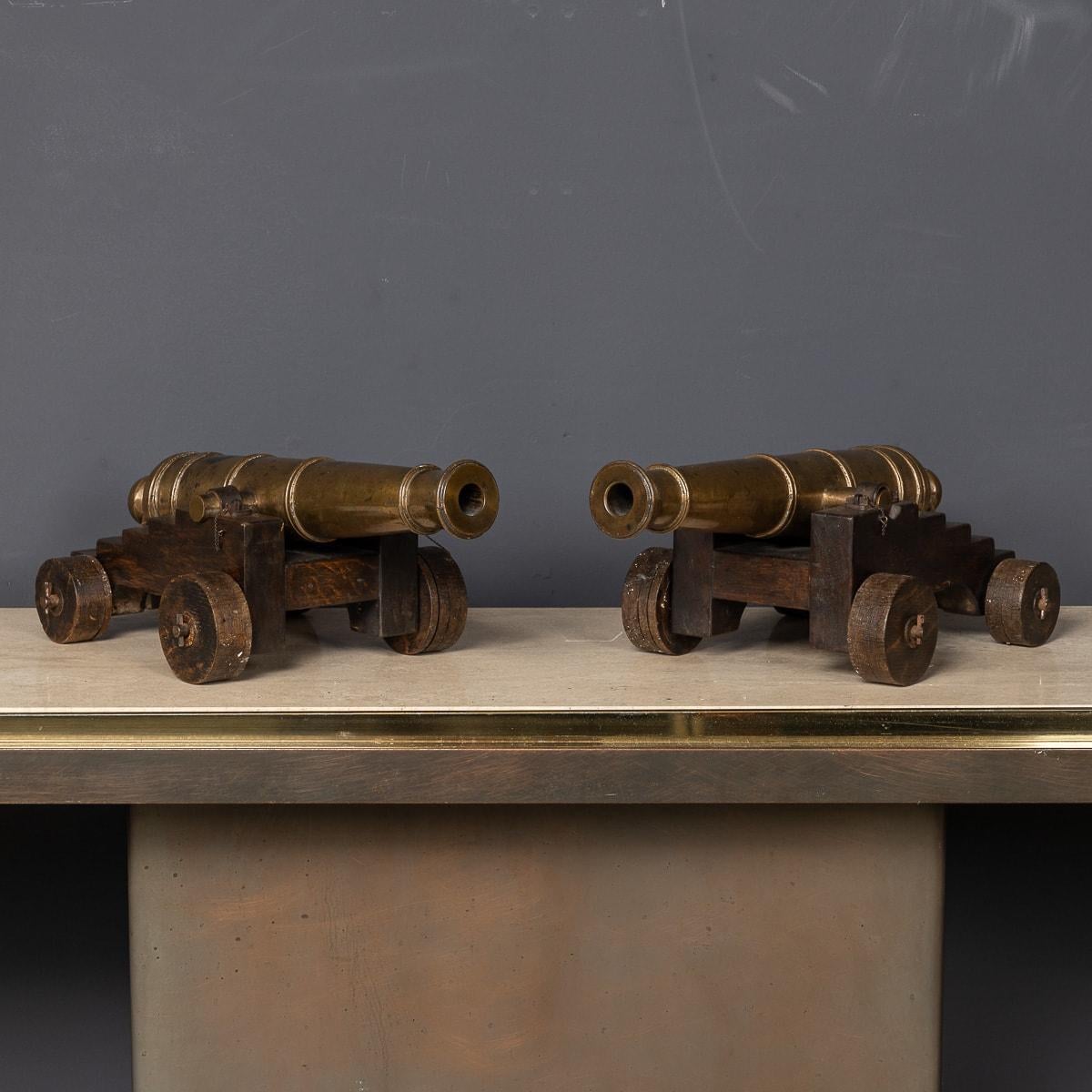 Antique 19th Century Victorian Pair Of Bronze Signal Cannons c.1890 For