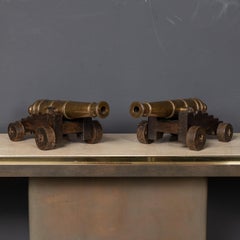 Antique 19th Century Victorian Pair Of Bronze Signal Cannons c.1890
