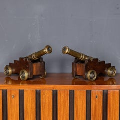 Antique 19th Century Victorian Pair Of Bronze Signal Cannons c.1890