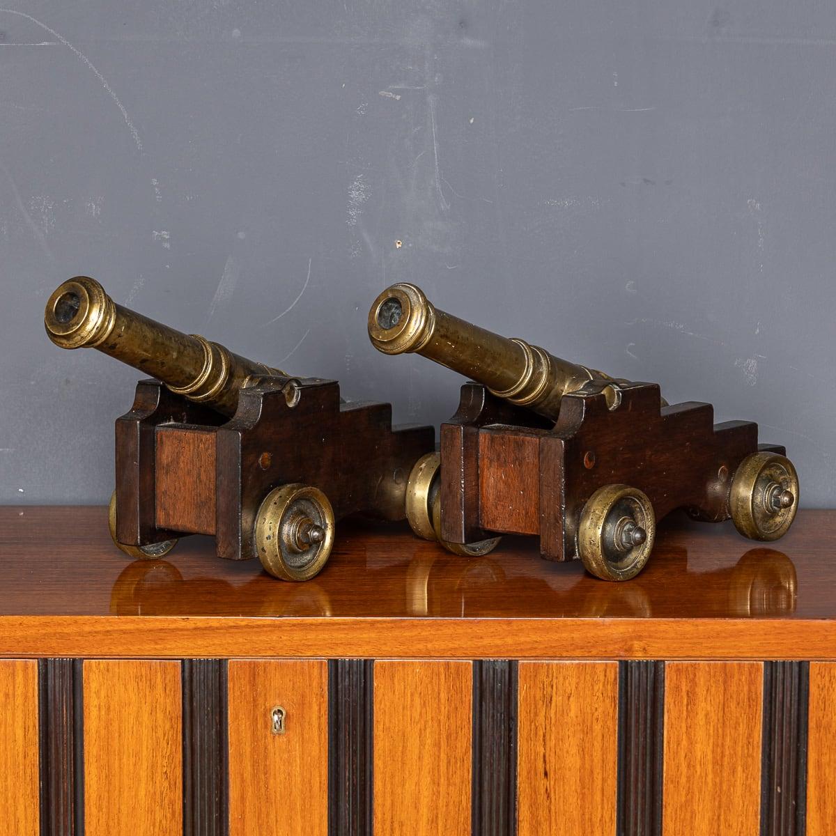 British Antique 19th Century Victorian Pair Of Bronze Signal Cannons c.1890