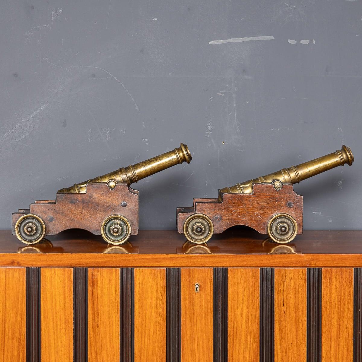 Antique 19th Century Victorian Pair Of Bronze Signal Cannons c.1890 1