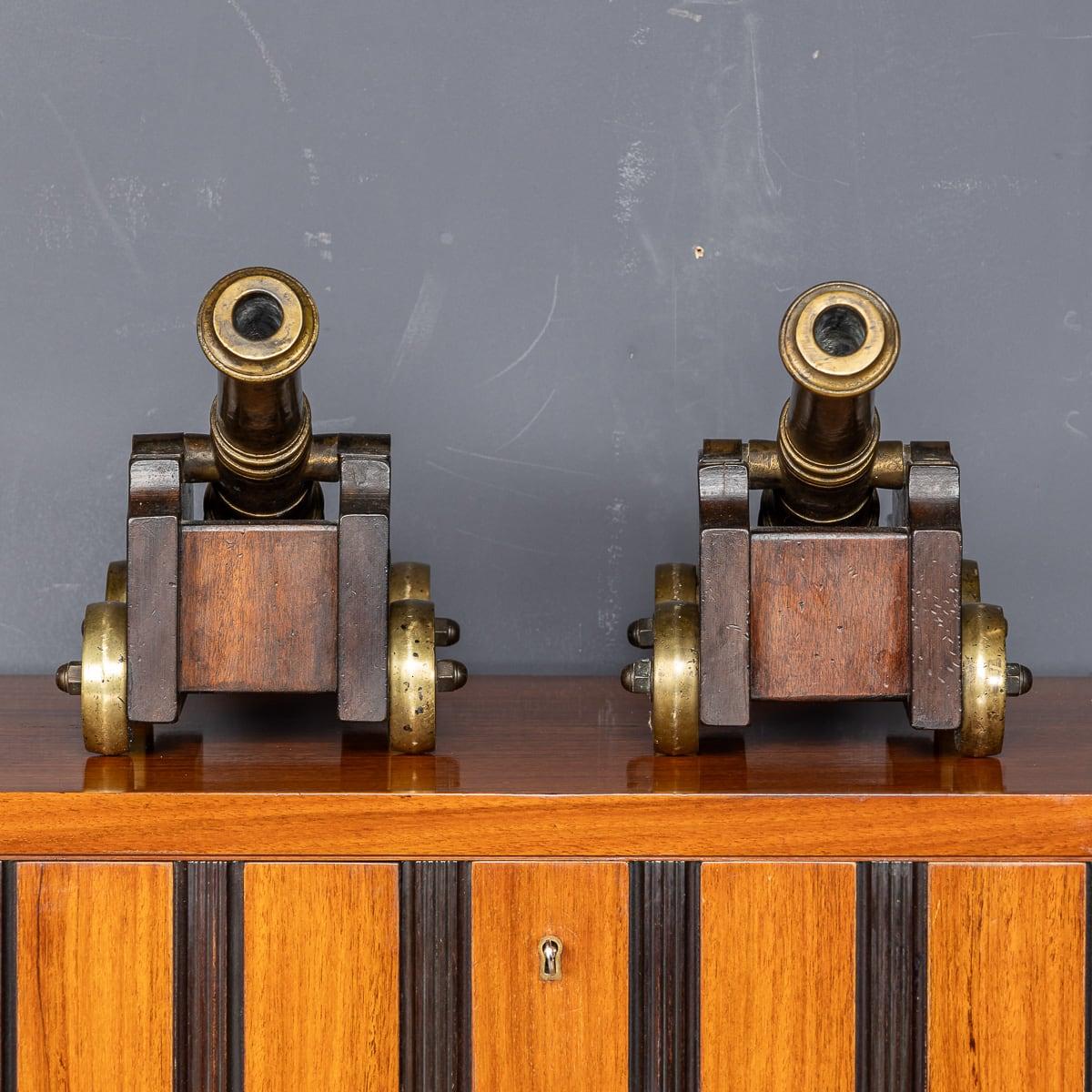 Antique 19th Century Victorian Pair Of Bronze Signal Cannons c.1890 2
