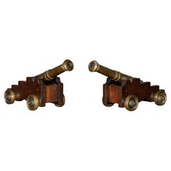 Antique 19th Century Victorian Pair Of Bronze Signal Cannons c.1890