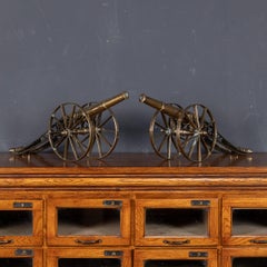 Antique 19th Century Victorian Pair Of Cast Brass Desk Cannons c.1860