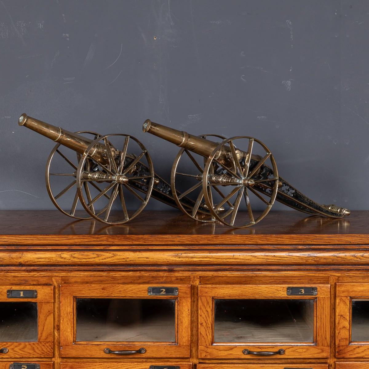 Other Antique 19th Century Victorian Pair Of Cast Brass Desk Cannons c.1860 For Sale
