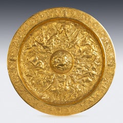 Antica coppia vittoriana del XIX secolo di caricatori da parete in metallo dorato Repoussé, 1870 ca.