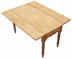 Antique 19th Century Victorian Pine & Fruitwood Folding Kitchen Table
