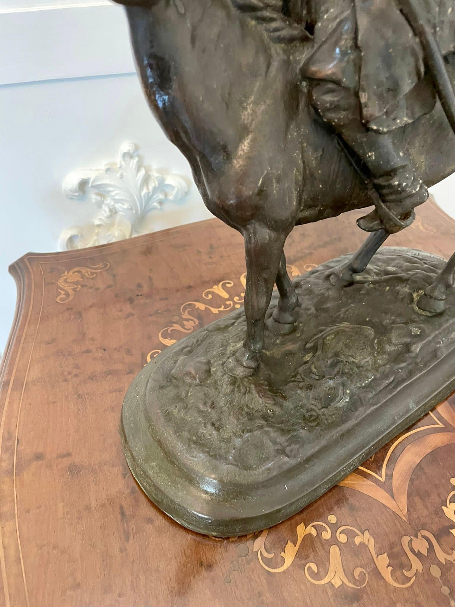 Antica figura in bronzo di qualità vittoriana del XIX secolo di un cosacco a cavallo in vendita 2