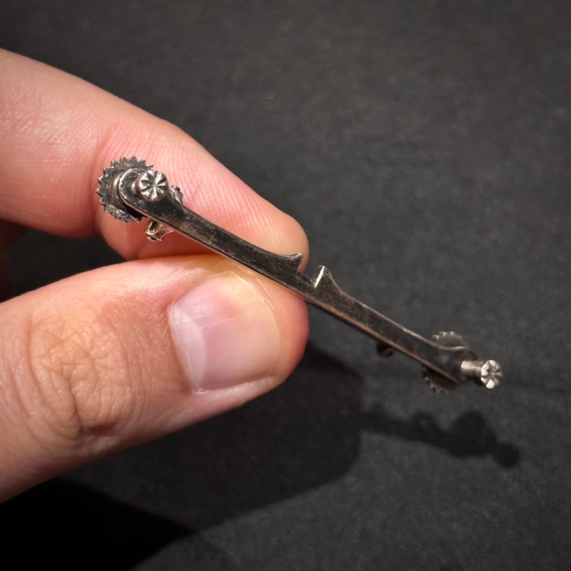 Antique 18th/19th Century Rose-Cut Diamonds Devant de Corsage Silver Portuguese For Sale 7