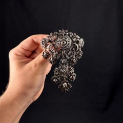 Antique 18th/19th Century Rose-Cut Diamonds Devant de Corsage Silver Portuguese