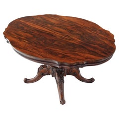 Antique 19th Century Victorian Rosewood Serpentine Loo / Breakfast Dining Table
