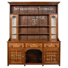Antique 19th Century Victorian Solid Oak & Glass Dresser, Later Painted c.1880