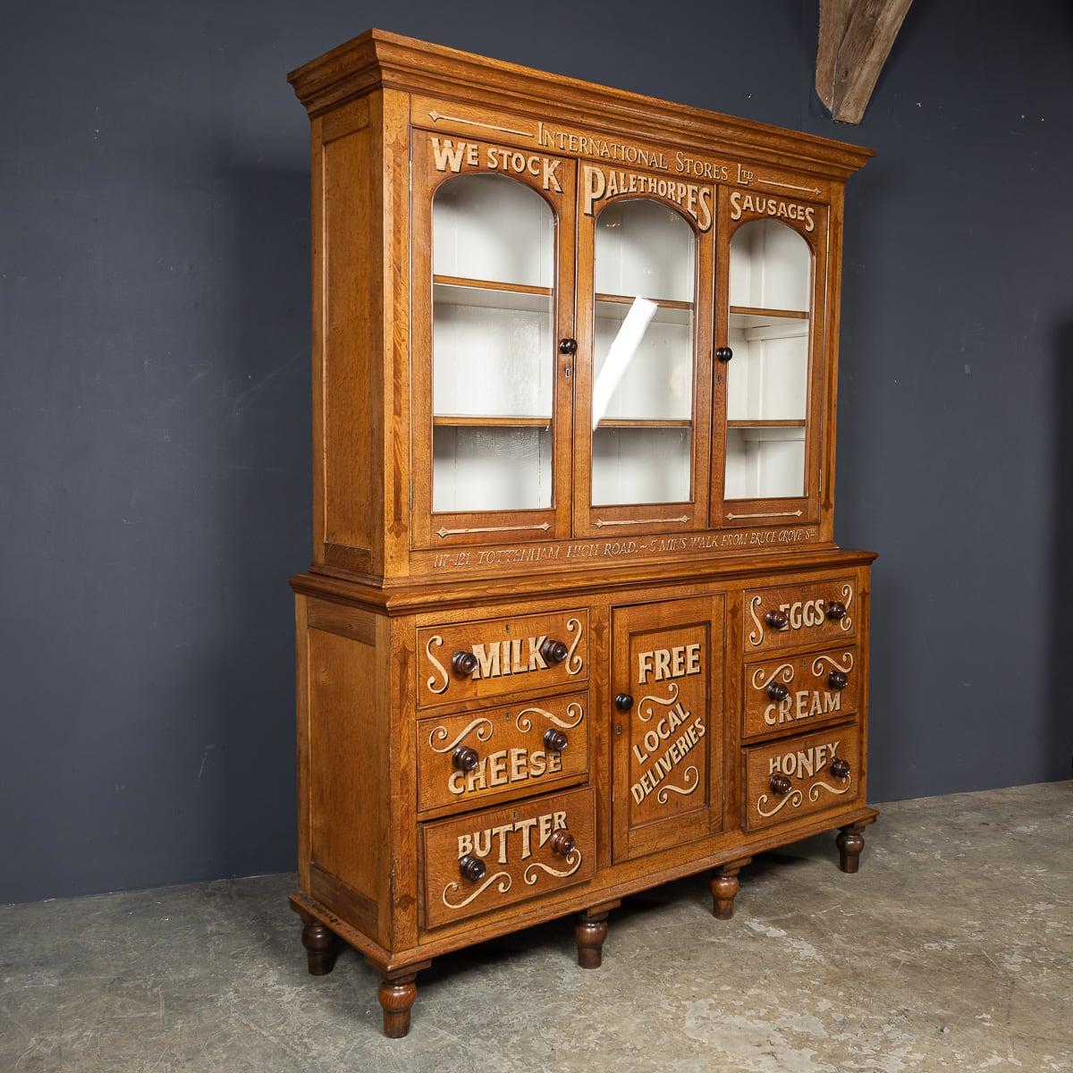 Other Antique 19th Century Victorian Solid Oak & Glass Dresser, Later Painted c.1890 For Sale
