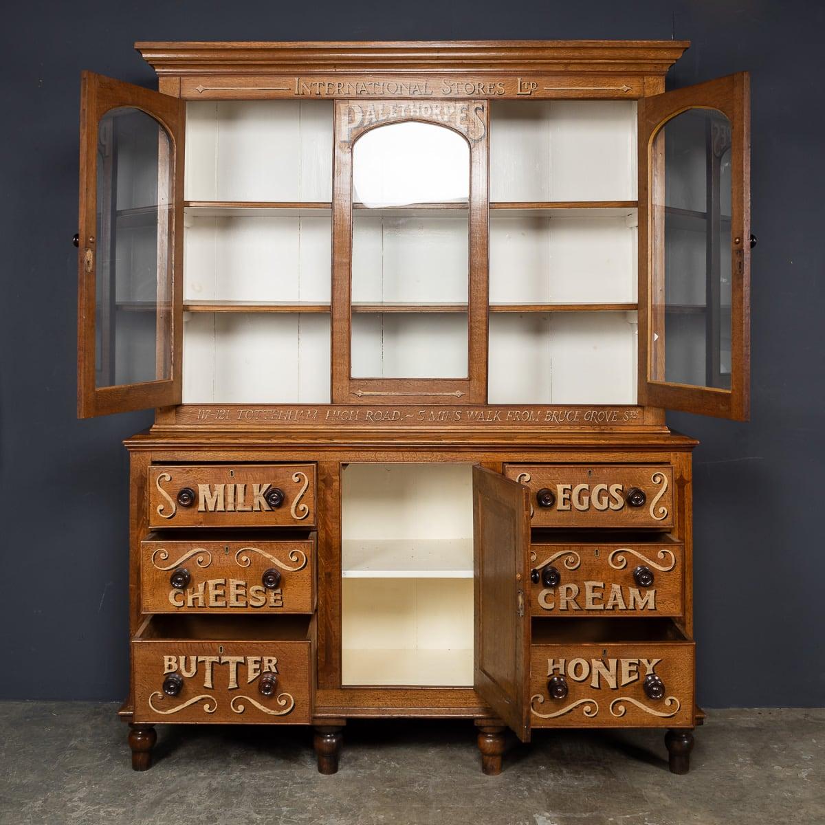 British Antique 19th Century Victorian Solid Oak & Glass Dresser, Later Painted c.1890 For Sale