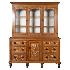 Antique 19th Century Victorian Solid Oak & Glass Dresser, Later Painted c.1890