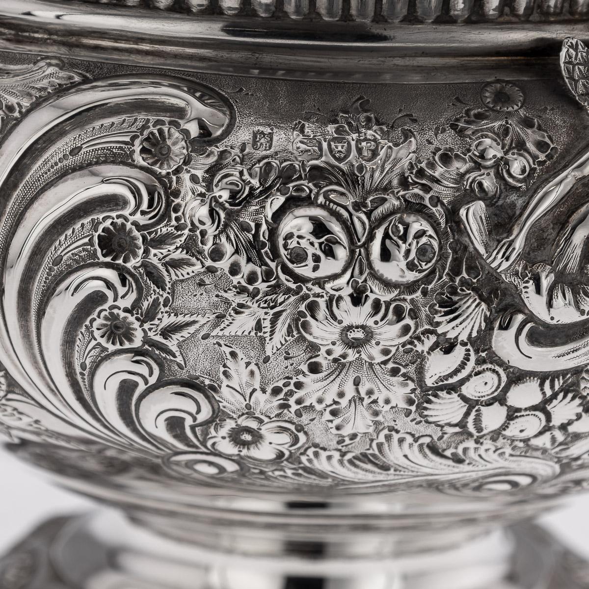 Antique 19th Century Victorian Solid Silver Armada Bowl, London c.1890 For Sale 5