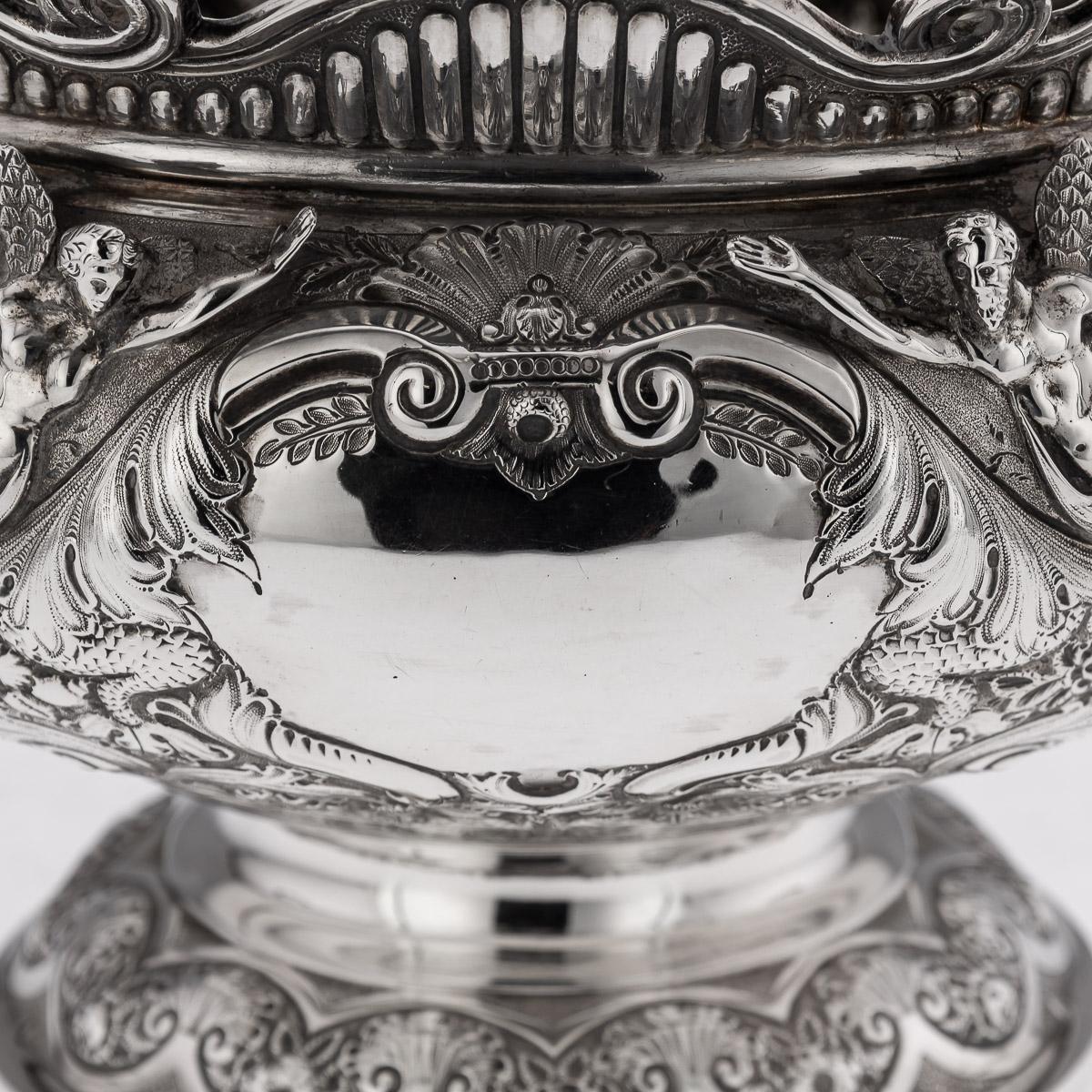 Antique 19th Century Victorian Solid Silver Armada Bowl, London c.1890 For Sale 9