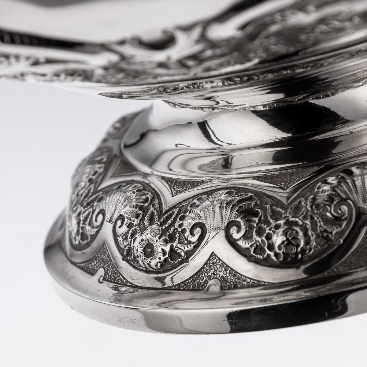 Antique 19th Century Victorian Solid Silver Armada Bowl, London c.1890 For Sale 14