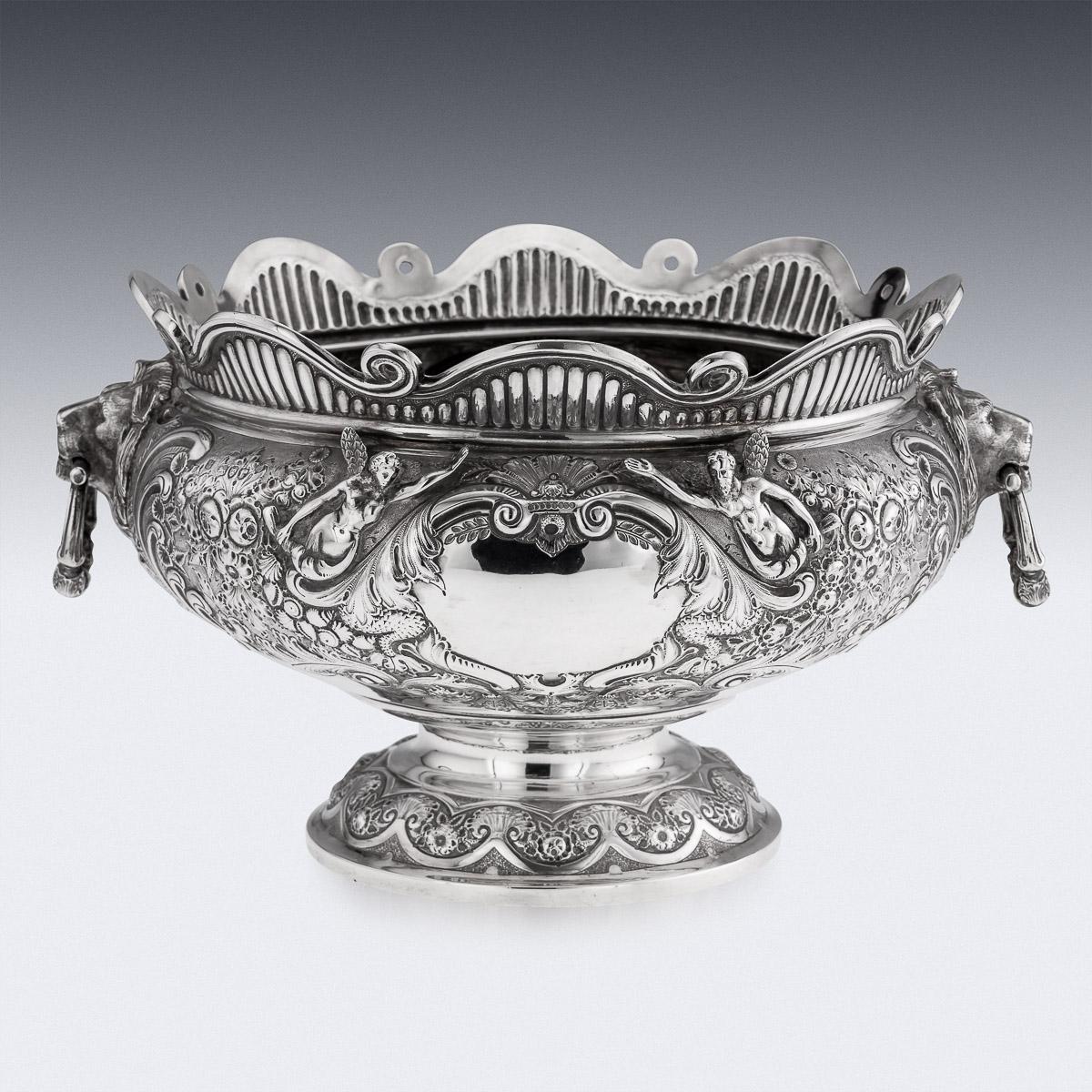 Antique 19th Century Victorian Solid Silver Armada Bowl, London c.1890 In Good Condition For Sale In Royal Tunbridge Wells, Kent