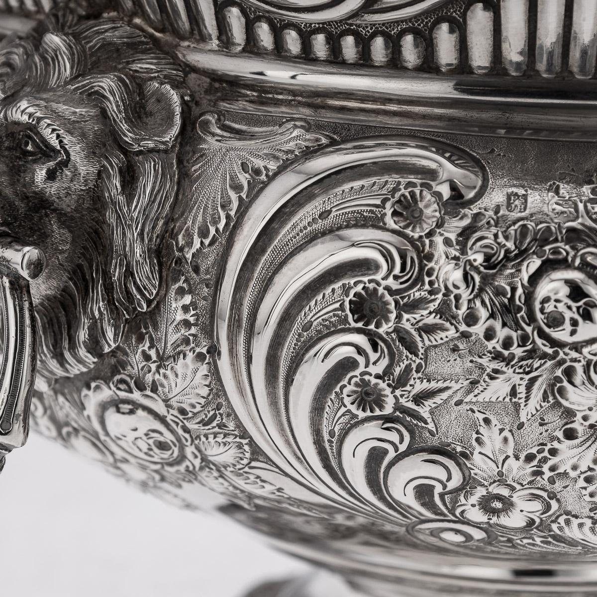 Antique 19th Century Victorian Solid Silver Armada Bowl, London c.1890 For Sale 4