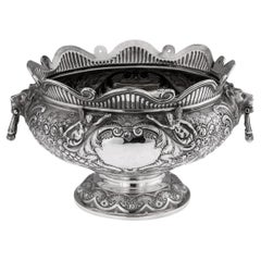 Antique 19th Century Victorian Solid Silver Armada Bowl, London c.1890