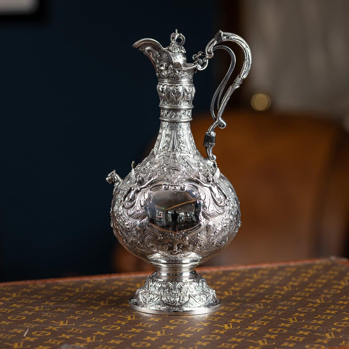 Antigua jarra victoriana del siglo XIX de plata maciza, modelo 