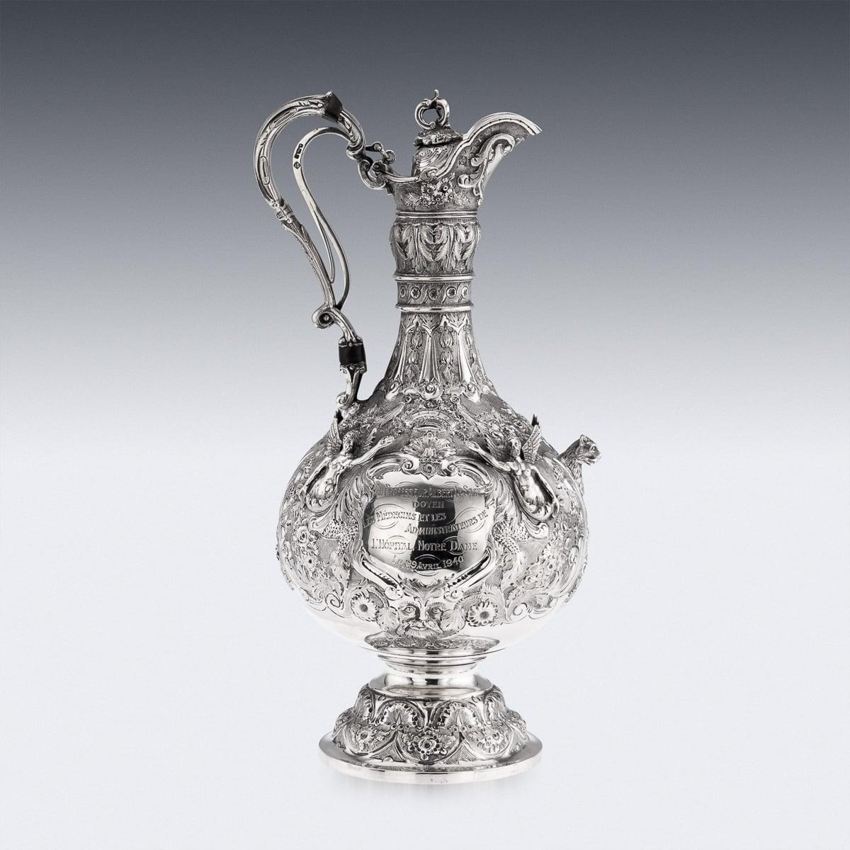Antigua jarra victoriana del siglo XIX de plata maciza Armada, Londres c.1891 en Bueno estado para la venta en Royal Tunbridge Wells, Kent