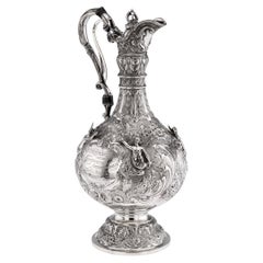 Antigua jarra victoriana del siglo XIX de plata maciza Armada, Londres c.1891