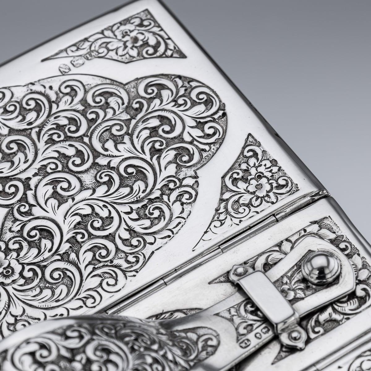 Boîte à cigares victorienne du 19ème siècle en argent massif, Londres, vers 1888 en vente 5
