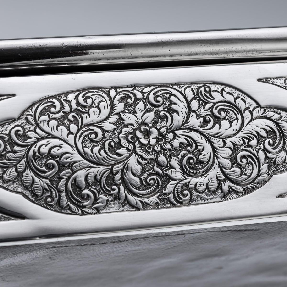 Boîte à cigares victorienne du 19ème siècle en argent massif, Londres, vers 1888 en vente 10