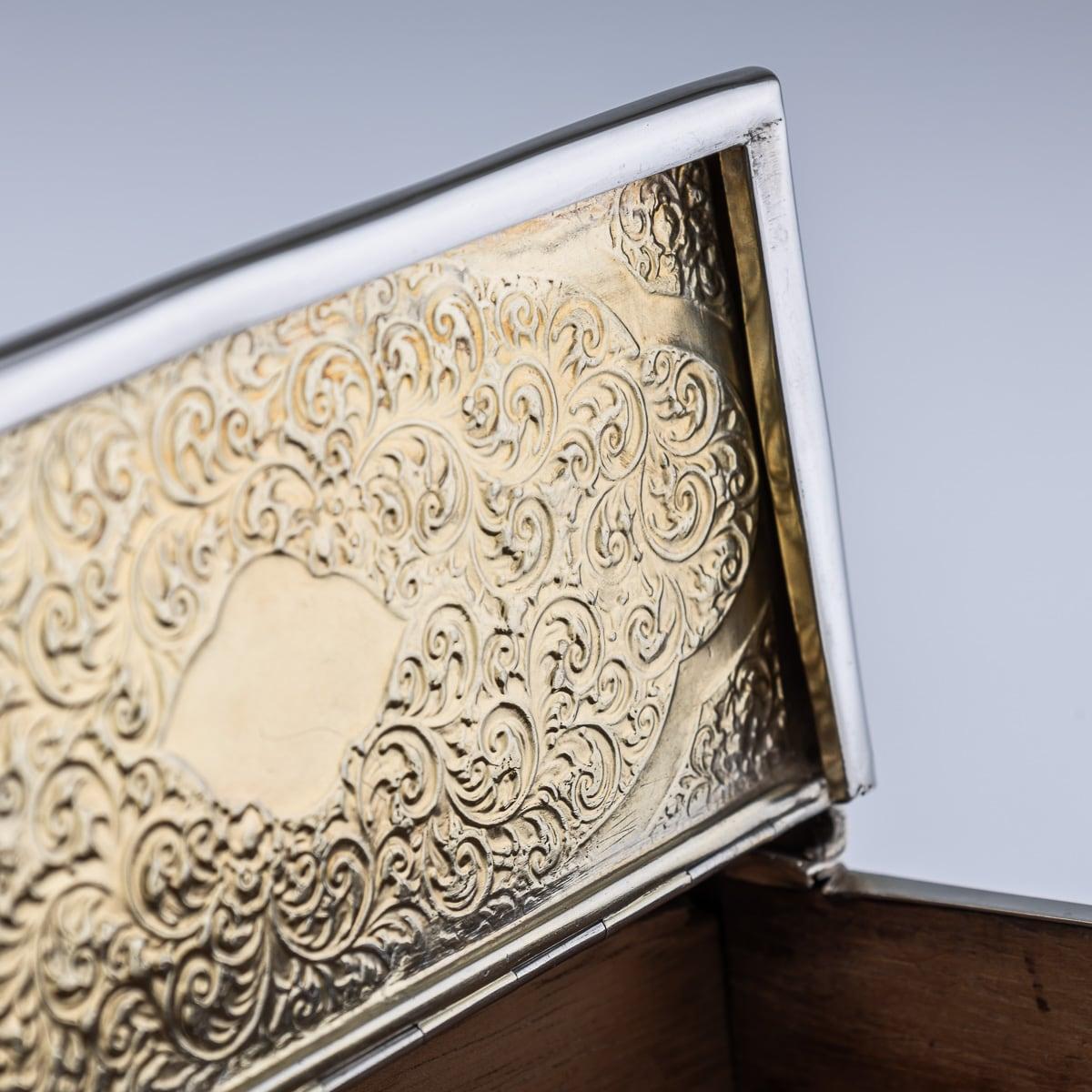 Boîte à cigares victorienne du 19ème siècle en argent massif, Londres, vers 1888 en vente 12