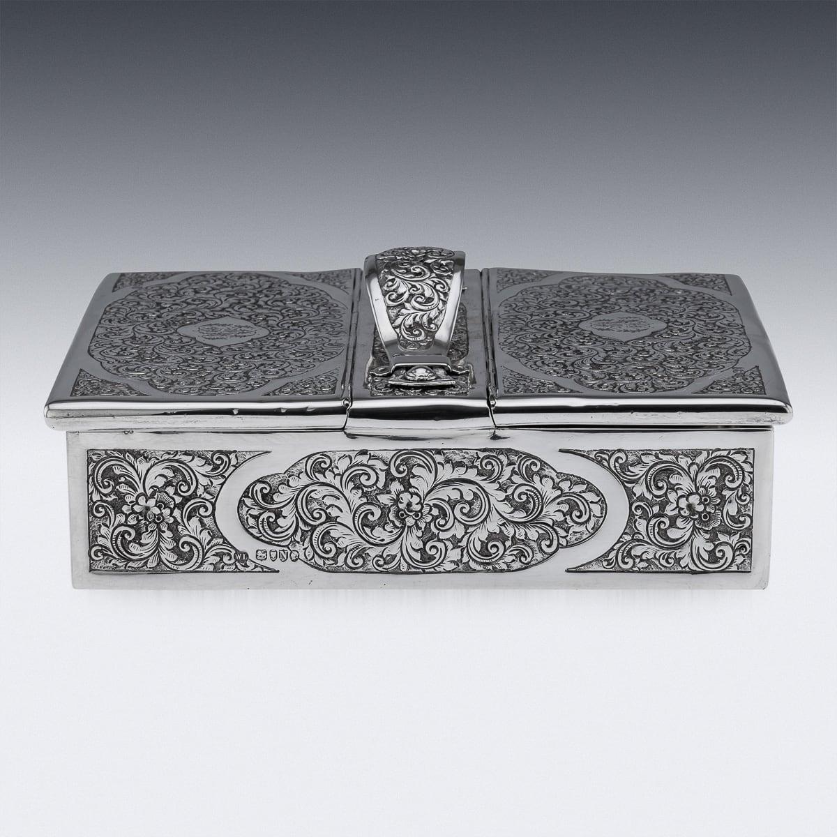 Boîte à cigares victorienne du 19ème siècle en argent massif, Londres, vers 1888 Bon état - En vente à Royal Tunbridge Wells, Kent