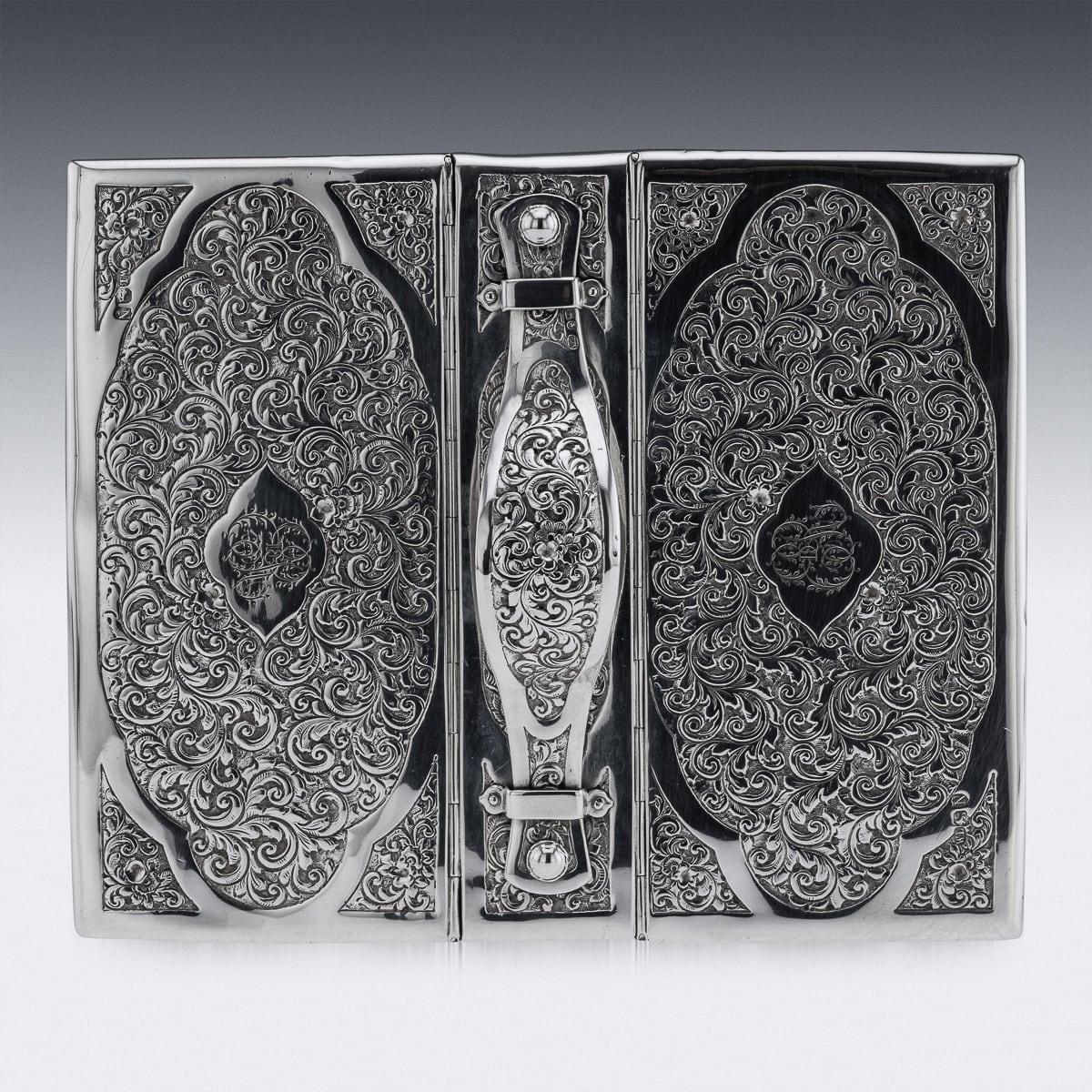Boîte à cigares victorienne du 19ème siècle en argent massif, Londres, vers 1888 en vente 2