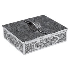 Antigua caja de puros victoriana de plata maciza del siglo XIX, Londres c.1888