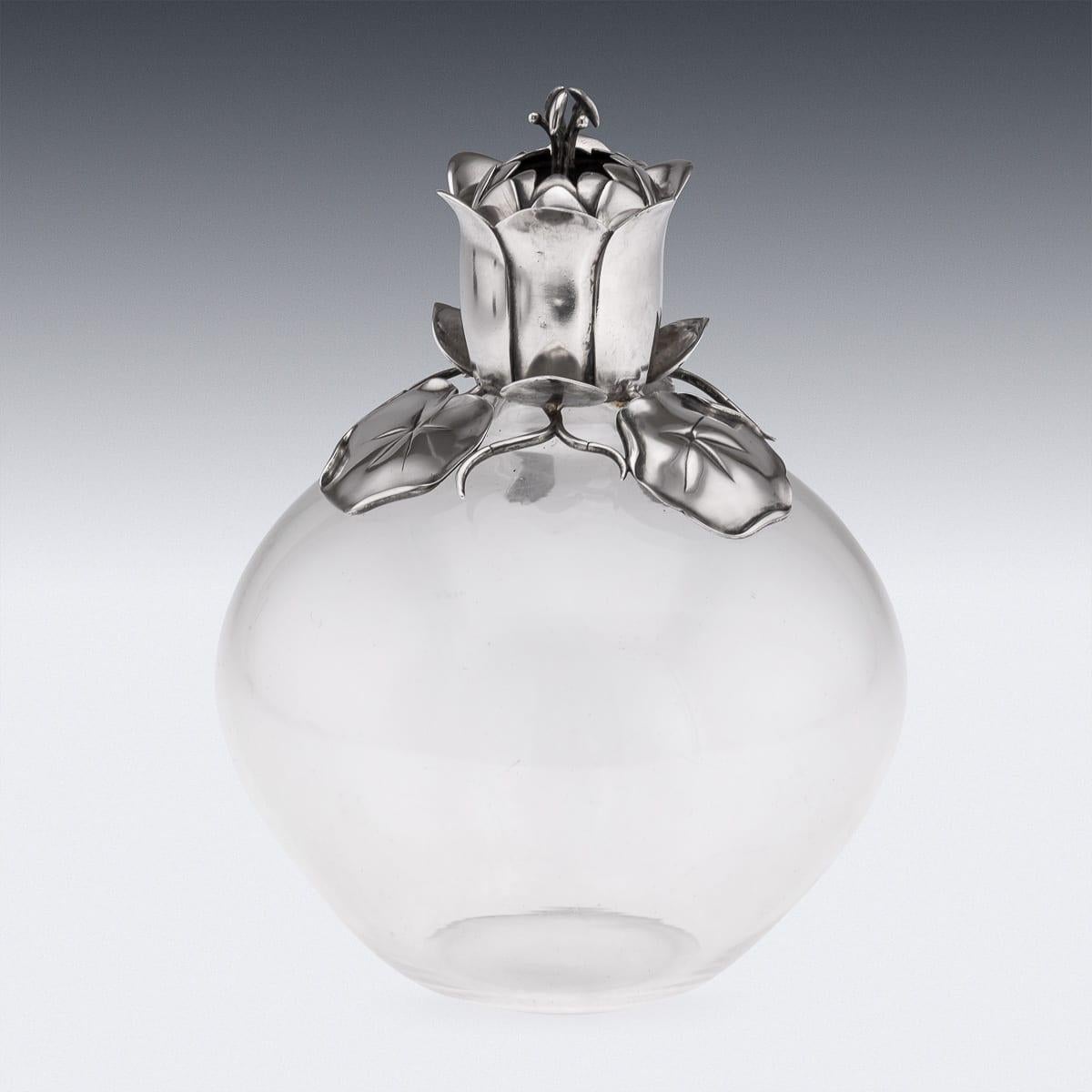 Antique 19th Century Victorian Solid Silver & Clear Glass Claret Jug c.1884 For Sale 2