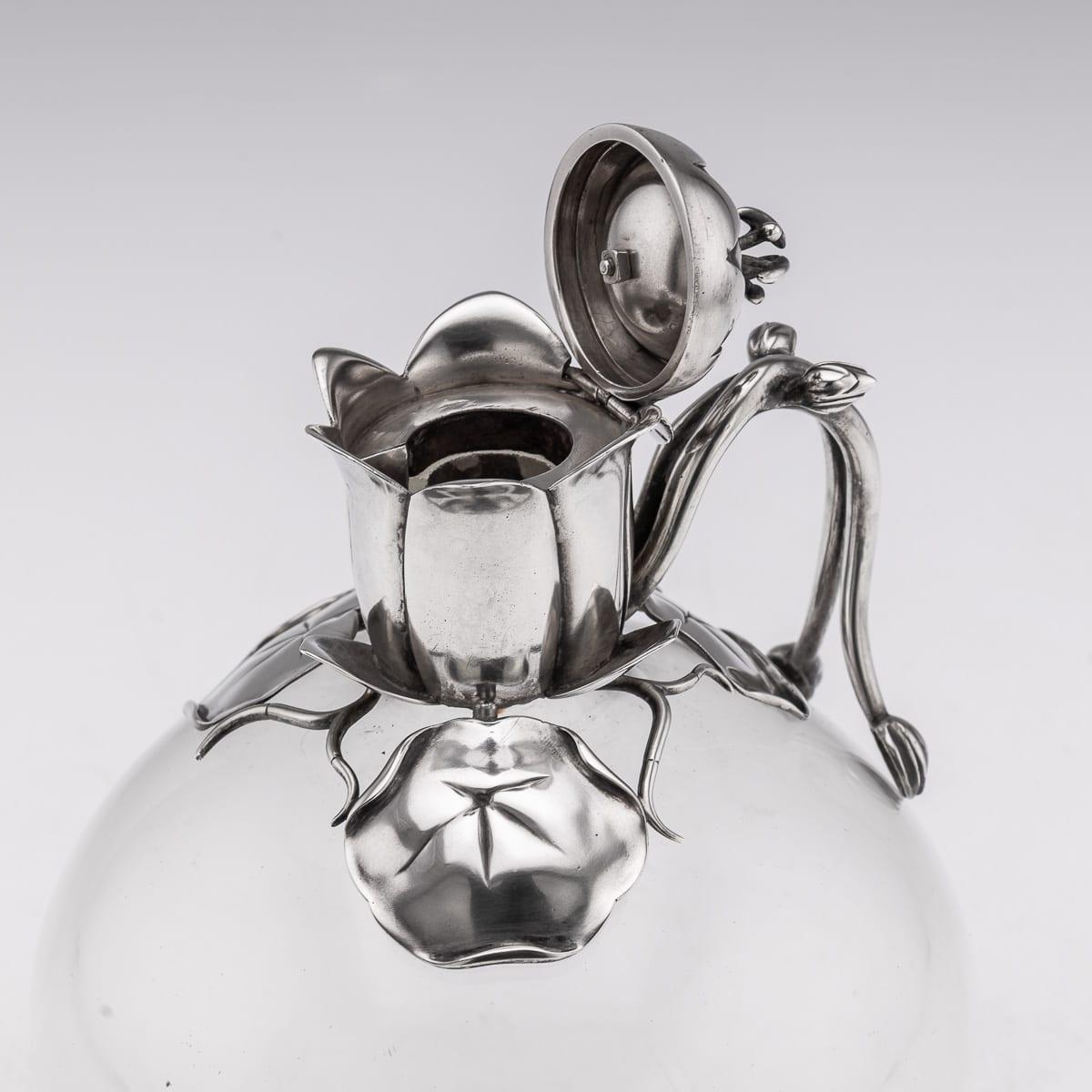 Antique 19th Century Victorian Solid Silver & Clear Glass Claret Jug c.1884 For Sale 4