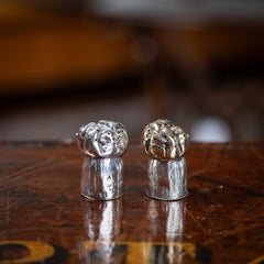 Antico sali in argento massiccio vittoriano del XIX secolo a forma di tappo di sughero, Sheffield c.1879