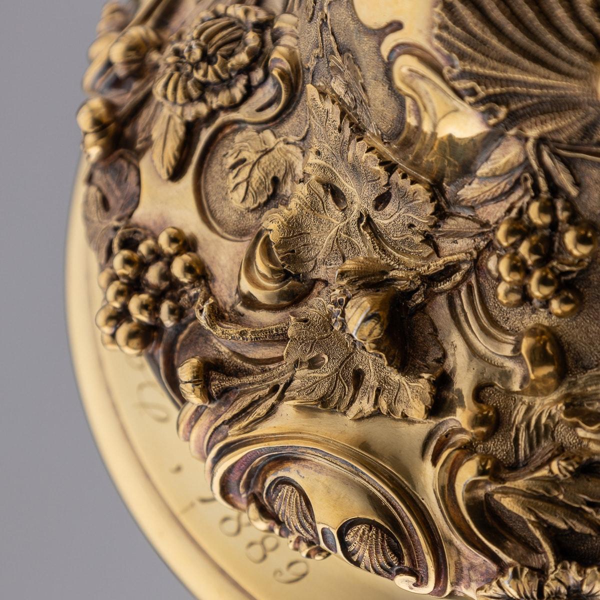 Antiker viktorianischer Becher und Deckel aus massivem Silber des 19. Jahrhunderts, vergoldet, London um 1893 3