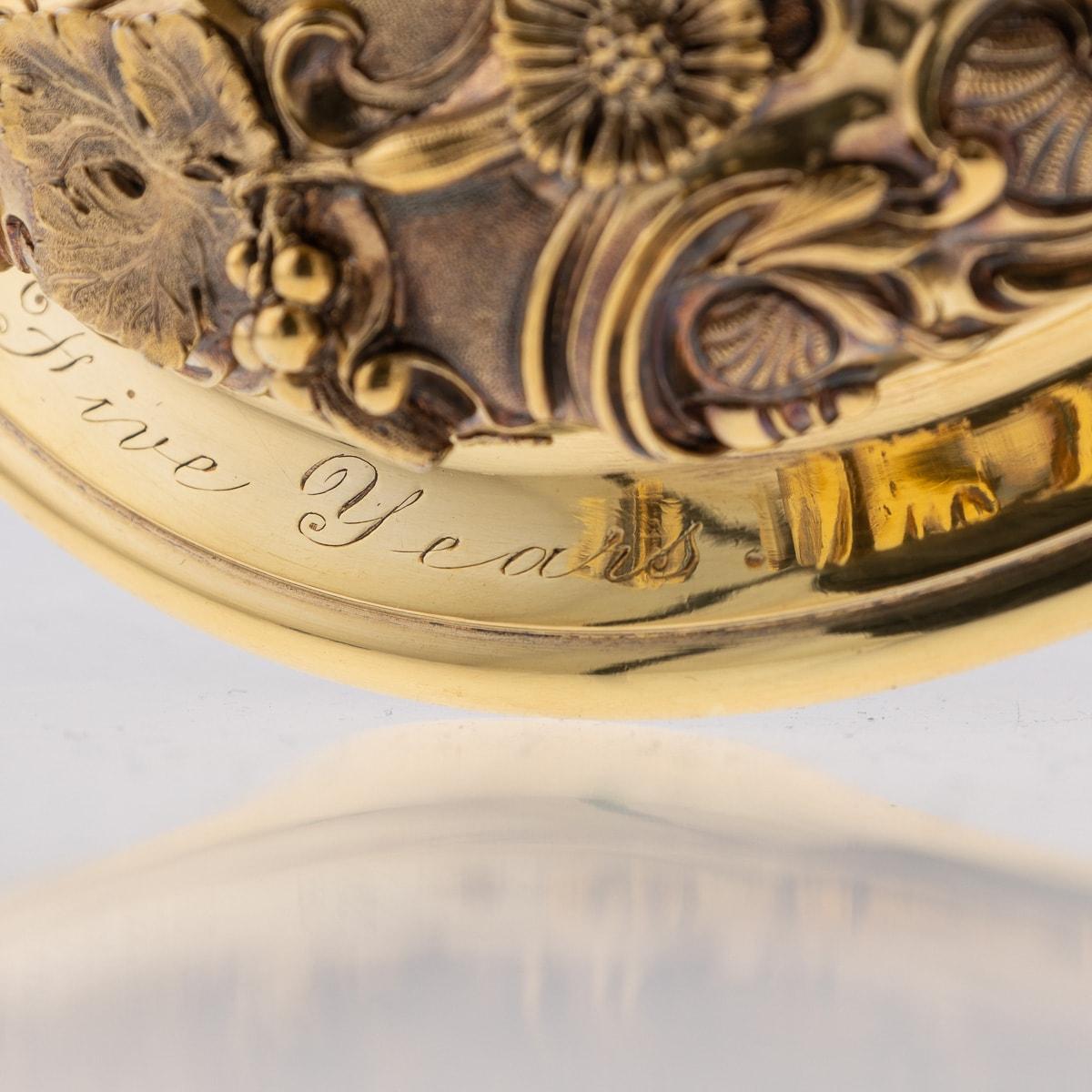 Antiker viktorianischer Becher und Deckel aus massivem Silber des 19. Jahrhunderts, vergoldet, London um 1893 6
