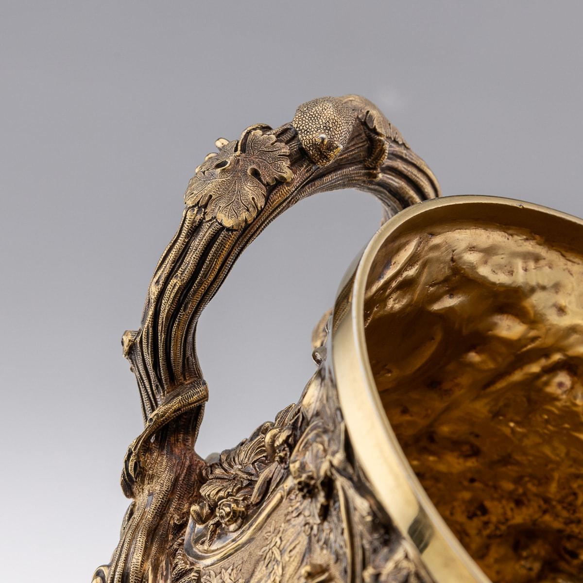 Antiker viktorianischer Becher und Deckel aus massivem Silber des 19. Jahrhunderts, vergoldet, London um 1893 10