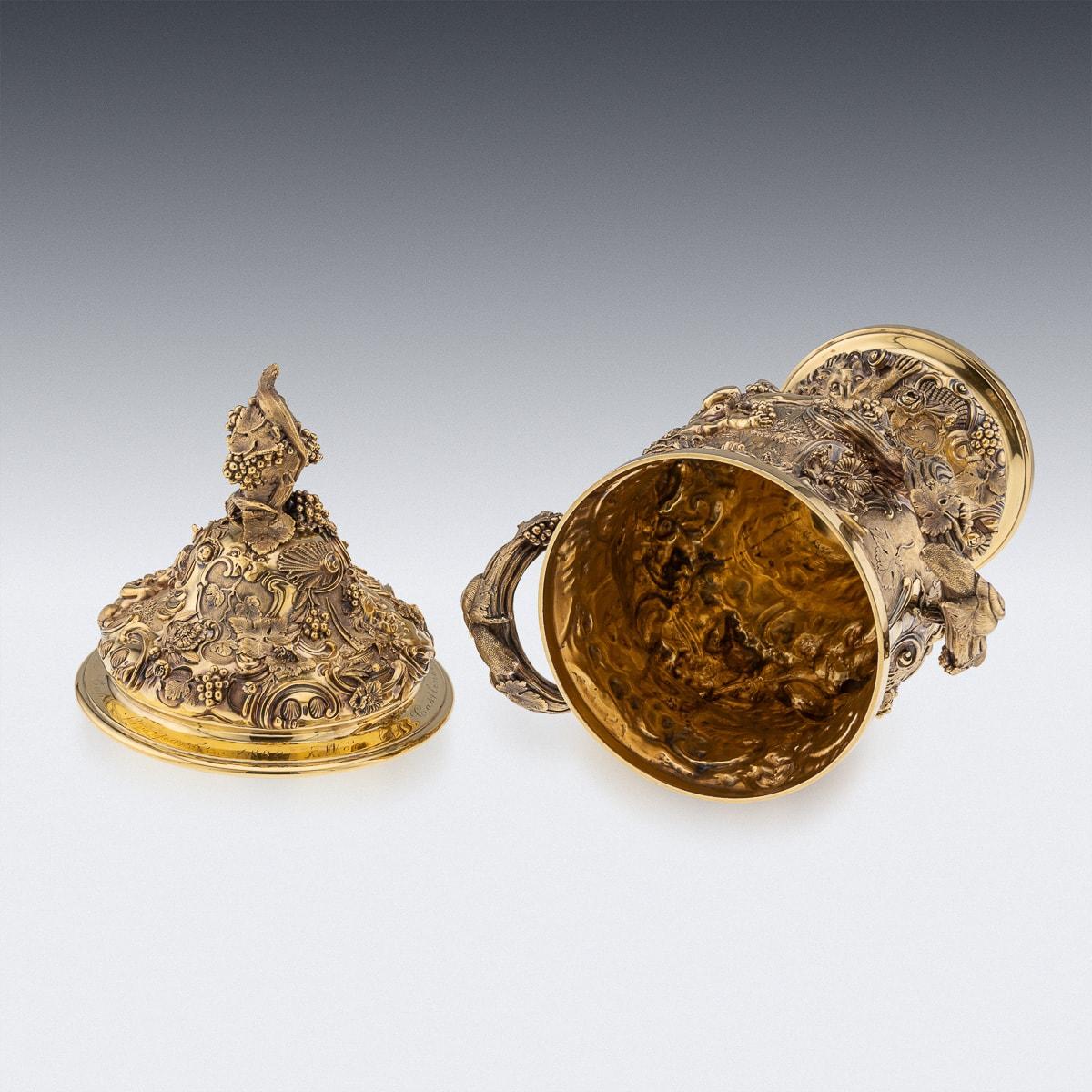 Antiker viktorianischer Becher und Deckel aus massivem Silber des 19. Jahrhunderts, vergoldet, London um 1893 (Spätes 19. Jahrhundert)