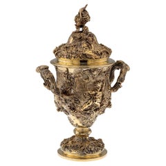 Antique 19th Century Victorian Solid Silver-Gilt Cup & Cover, London c.1893