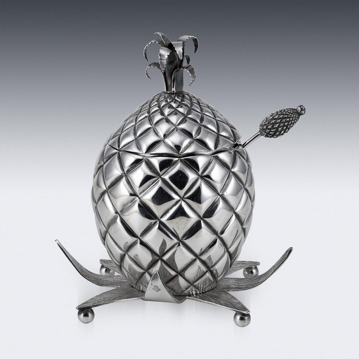 Other Antique 19th Century Victorian Solid Silver Pineapple Sugar Bowl & Sifter c.1877 For Sale