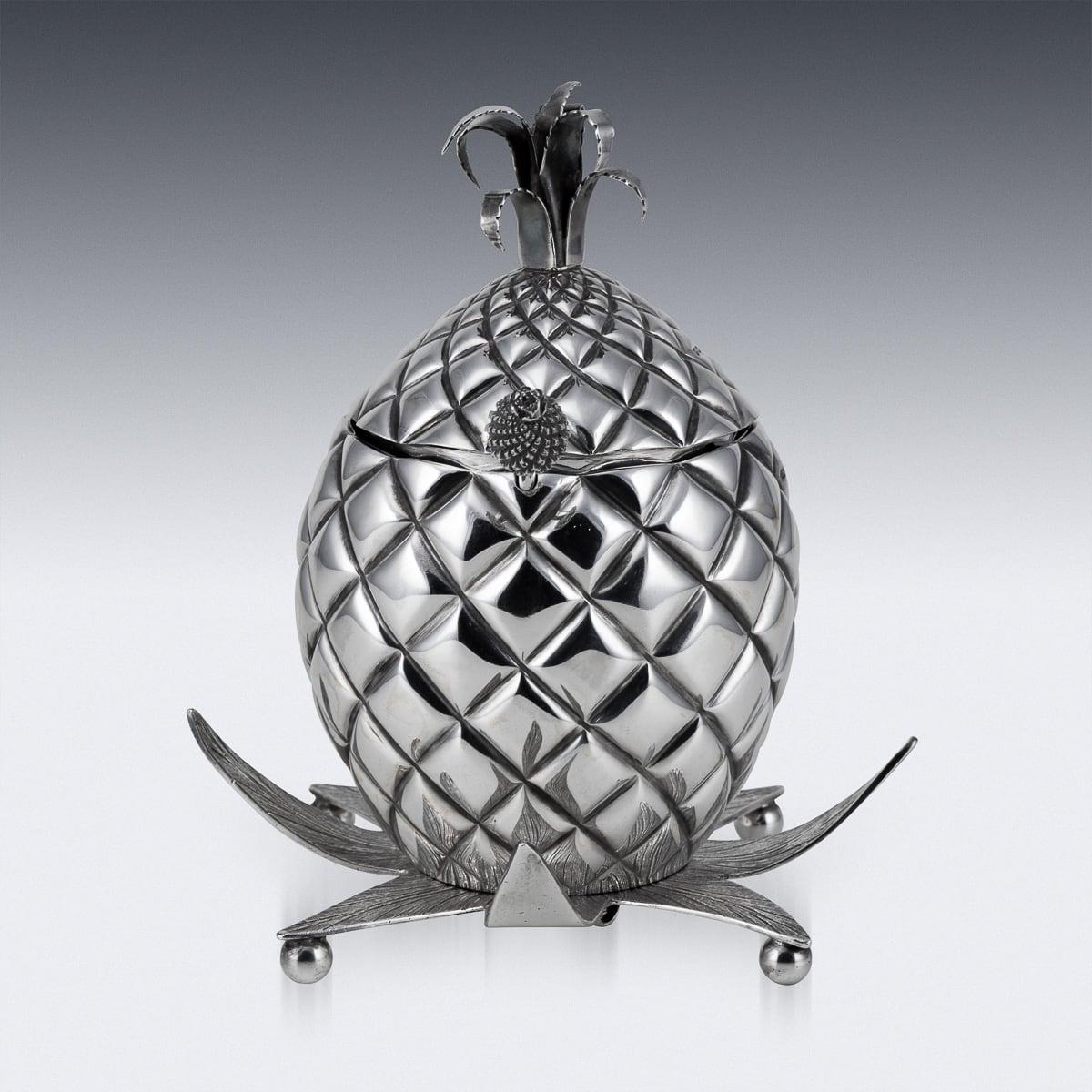 British Antique 19th Century Victorian Solid Silver Pineapple Sugar Bowl & Sifter c.1877 For Sale
